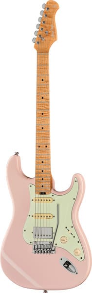גיטרה חשמלית Harley Benton ST-Modern Plus MN HSS SP – Shell Pink 1 Harley Benton ST-Modern Plus MN HSS SP – מבט חזיתי מלא על רקע לבן