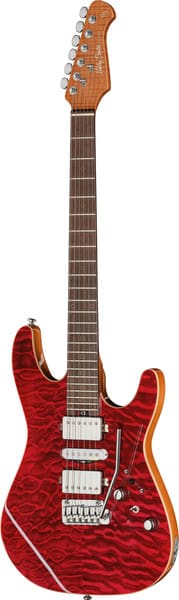 גיטרה חשמלית Harley Benton Fusion-IV HSH RW QRG 1 גיטרה Harley Benton Fusion-IV HSH RW QRG, מבט חזיתי מלא על רקע לבן