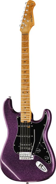 גיטרה חשמלית Harley Benton ST-Modern Plus MN HSS DPS – סגול מנצנץ Dark Purple Sparkle מבריק 1 גיטרה חשמלית Harley Benton ST-Modern Plus MN HSS DPS בגימור סגול Dark Purple Sparkle – מבט קדמי מלא