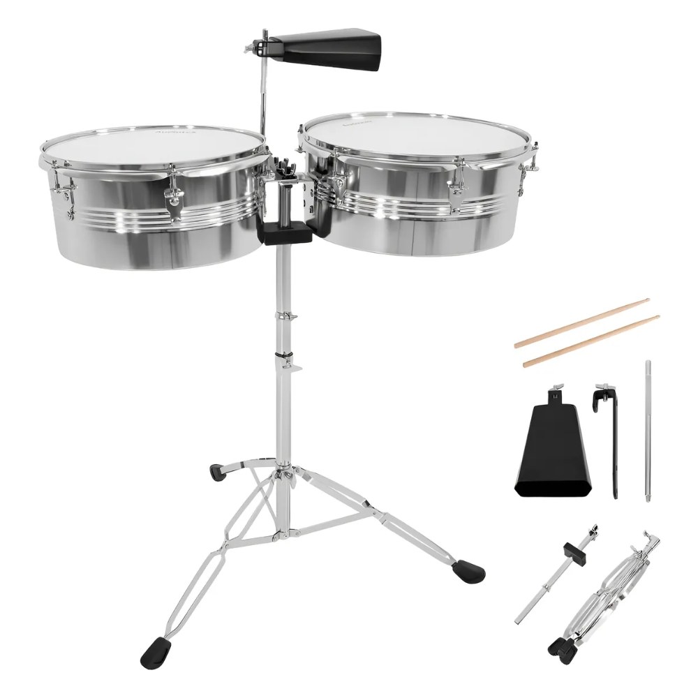 טימבלס 13+14 אינץ׳ Koala Drums YWTM2-1AC – גוף פלדה, כולל סטנד ופעמון פרה 1 טימבלס 13+14 אינץ׳ Koala Drums YWTM2-1AC עם סטנד ופעמון פרה