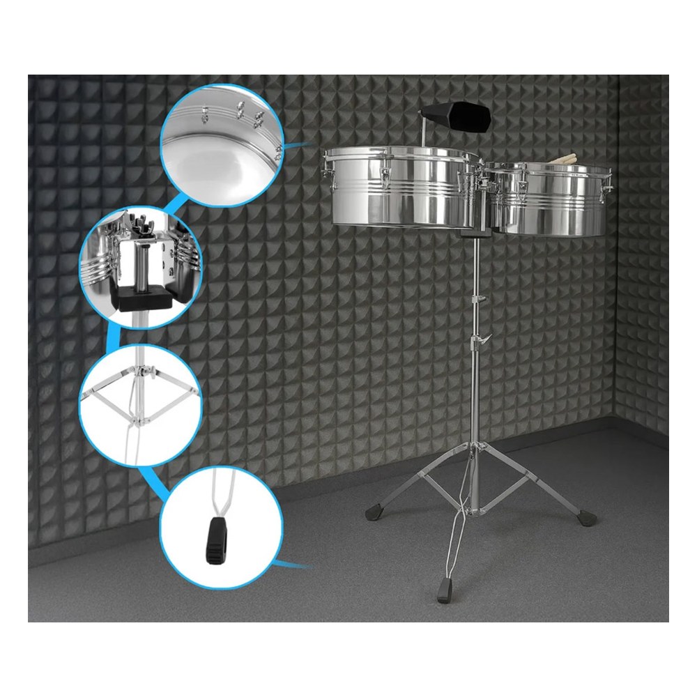טימבלס 13+14 אינץ׳ Koala Drums YWTM2-1AC – גוף פלדה, כולל סטנד ופעמון פרה 3 טימבלס 13+14 אינץ׳ Koala Drums YWTM2-1AC עם סטנד ופעמון פרה – תמונה 3