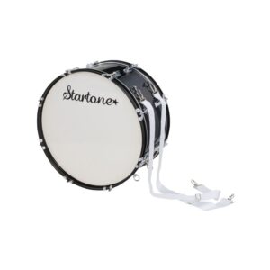 תוף בס למצעד ולאוהדים Startone 22×10 אינץ׳ – גוף עץ שחור, חישוקים שחורים, כולל מקבות ורצועה (יבוא בלעדי)