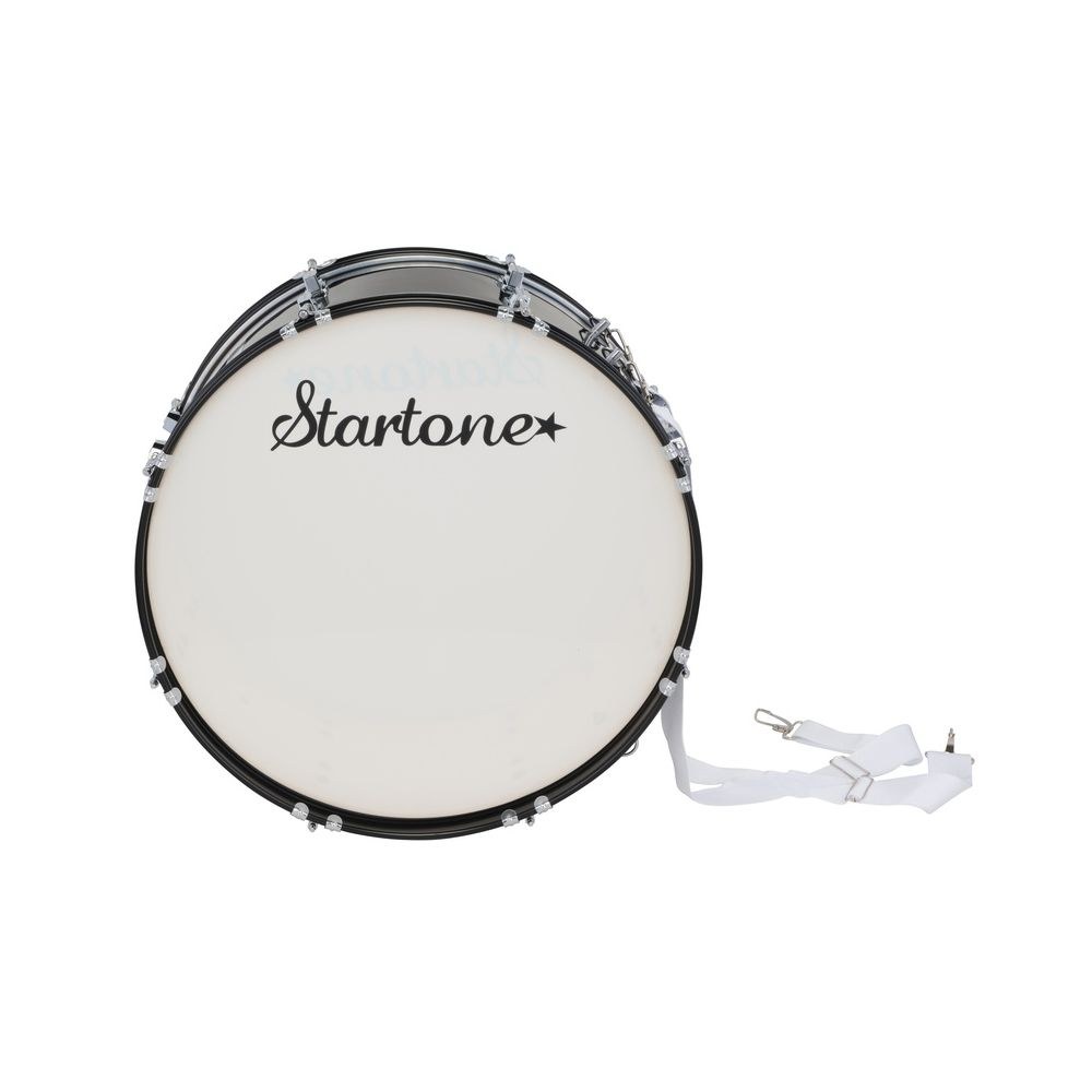 תוף בס למצעד ולאוהדים Startone 22×10 אינץ׳ – גוף עץ שחור, חישוקים שחורים, כולל מקבות ורצועה (יבוא בלעדי) 2 תוף האוהדים השחור – תוף בס צעדה, תמונה 2