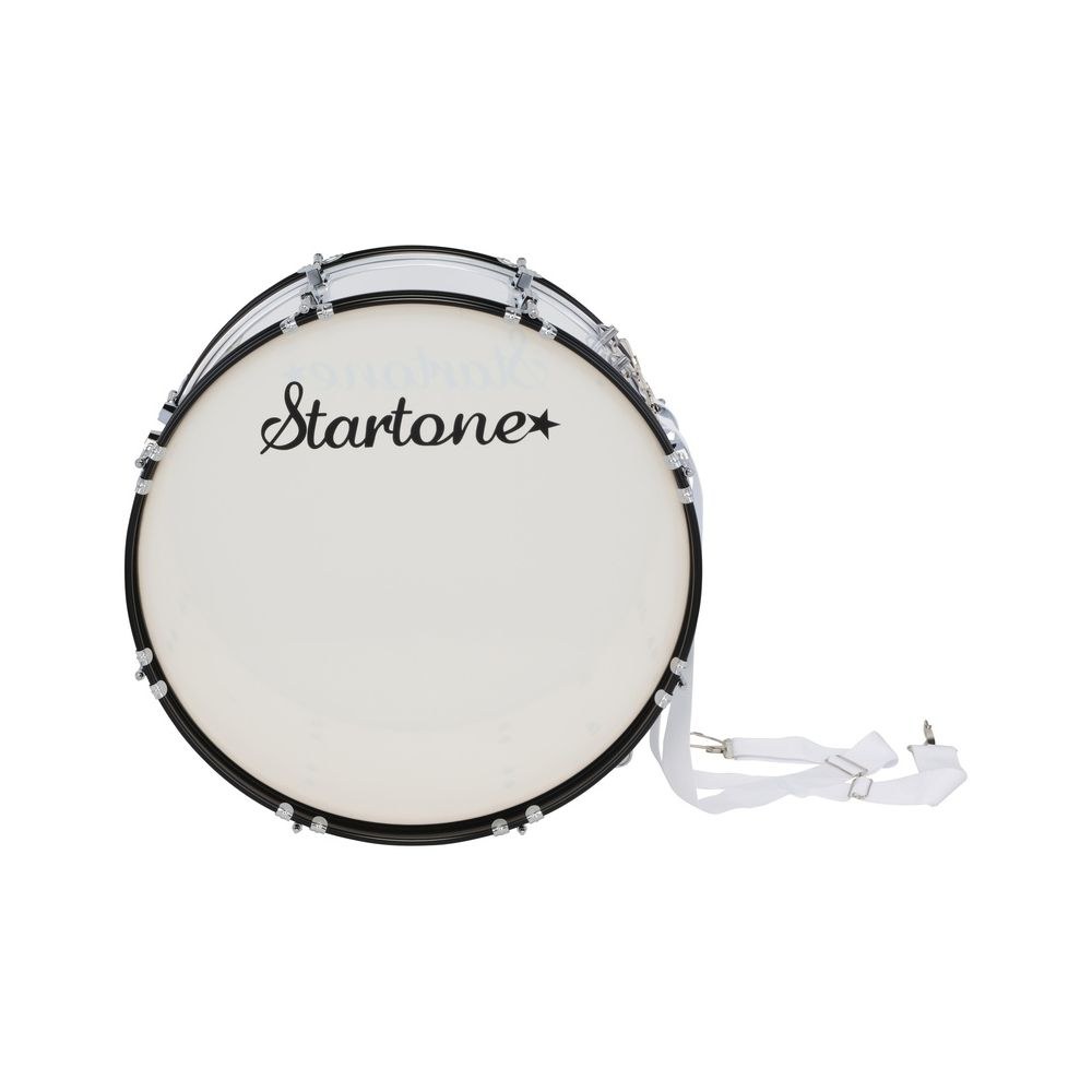 תוף בס למצעד ולאוהדים Startone 22×10 אינץ׳ – גוף עץ לבן, חישוקים שחורים, כולל מקבות ורצועה (יבוא בלעדי) 2 תוף האוהדים הלבן – תוף בס צעדה, תמונה 2