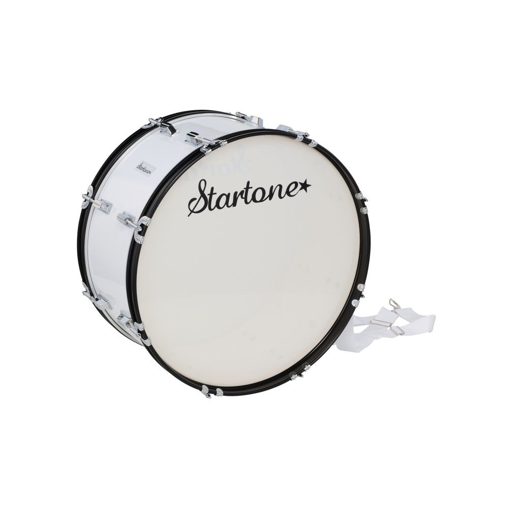תוף בס למצעד ולאוהדים Startone 22×10 אינץ׳ – גוף עץ לבן, חישוקים שחורים, כולל מקבות ורצועה (יבוא בלעדי) 3 תוף האוהדים הלבן – תוף בס צעדה, תמונה 3