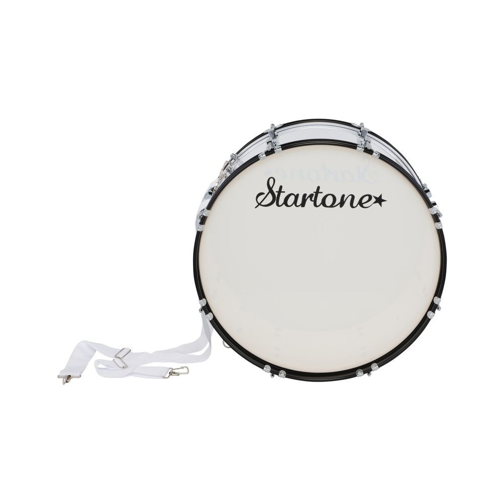 תוף בס למצעד ולאוהדים Startone 22×10 אינץ׳ – גוף עץ לבן, חישוקים שחורים, כולל מקבות ורצועה (יבוא בלעדי) 4 תוף האוהדים הלבן – תוף בס צעדה, תמונה 4
