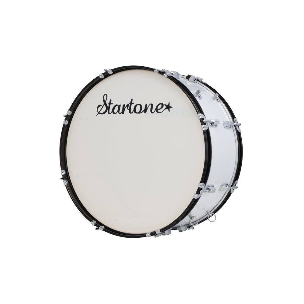 תוף בס למצעד ולאוהדים Startone 22×10 אינץ׳ – גוף עץ לבן, חישוקים שחורים, כולל מקבות ורצועה (יבוא בלעדי) 5 תוף האוהדים הלבן – תוף בס צעדה, תמונה 5