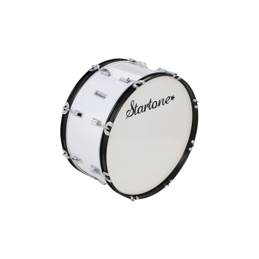 תוף בס למצעד ולאוהדים Startone 22×10 אינץ׳ – גוף עץ לבן, חישוקים שחורים, כולל מקבות ורצועה (יבוא בלעדי) 6 תוף האוהדים הלבן – תוף בס צעדה, תמונה 6
