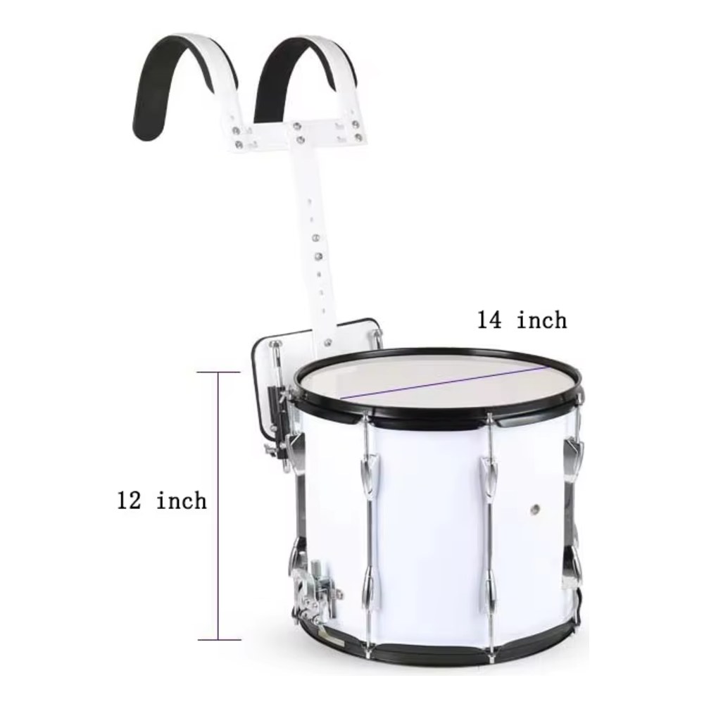 תוף סנר מצעד 14 אינץ׳ Koala Drums YWMD-28 – לבן, כולל מנשא ומפתח כיוון 3 תוף סנר מצעד 14 אינץ׳ Koala Drums YWMD-28 לבן עם מתלה נשיאה – תמונה 3