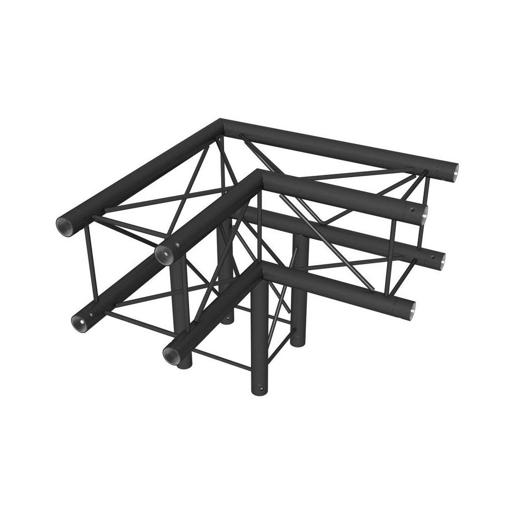 פינת טראס דקו מרובע 3 כיוונים 90° Stageworx DT24B-C30 – שחור, 50×50×50 ס״מ, כולל מחברים 1 פינת טראס דקו מרובע 3 כיוונים 90° Stageworx DT24B-C30 – שחור, 50×50×50 ס״מ, כולל מחברים
