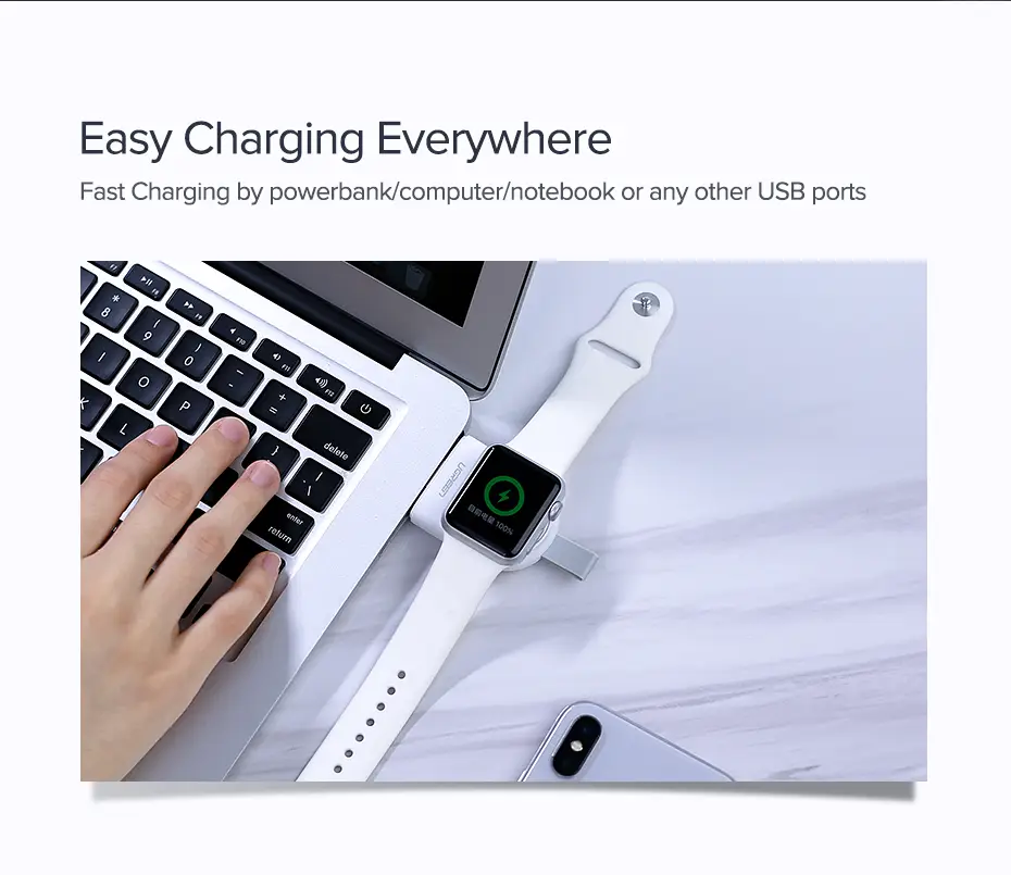 מטען מגנטי נייד ל-Apple Watch UGREEN CD144 – מאושר MFi, גוף קומפקטי והגנה מחימום וטעינת יתר 4 UGREEN CD144 מטען מגנטי ל-Apple Watch 4