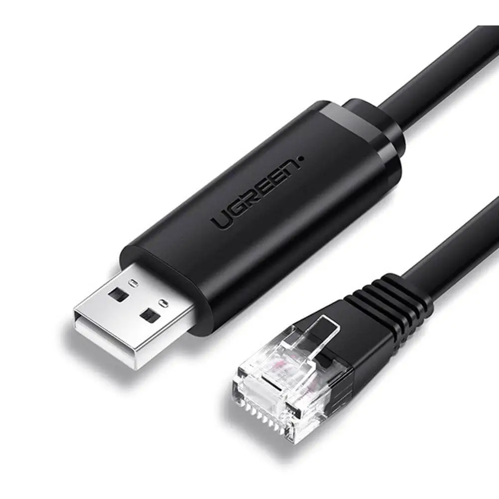 כבל קונסול USB-A ל-RJ45 באורך 1.5 מטר UGREEN CM204 – שבב FTDI ותאימות ל-Cisco, Juniper, Mikrotik ו-Fortinet 1 UGREEN CM204 כבל קונסול USB ל-RJ45