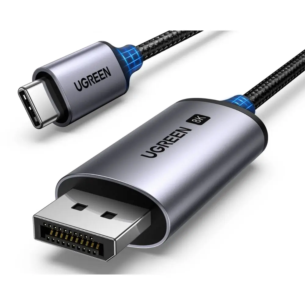 כבל UGREEN CM556 מ-USB-C ל-DisplayPort באורך 1 מטר – רזולוציית 8K ב-60Hz, שרשור מסכים ומצב Clamshell 1 UGREEN CM556 כבל USB-C ל-DisplayPort 8K