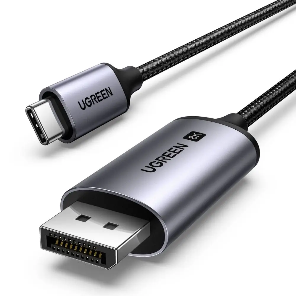 כבל UGREEN CM556 מ-USB-C ל-DisplayPort באורך 1 מטר – רזולוציית 8K ב-60Hz, שרשור מסכים ומצב Clamshell 2 UGREEN CM556 כבל USB-C ל-DisplayPort 8K 2