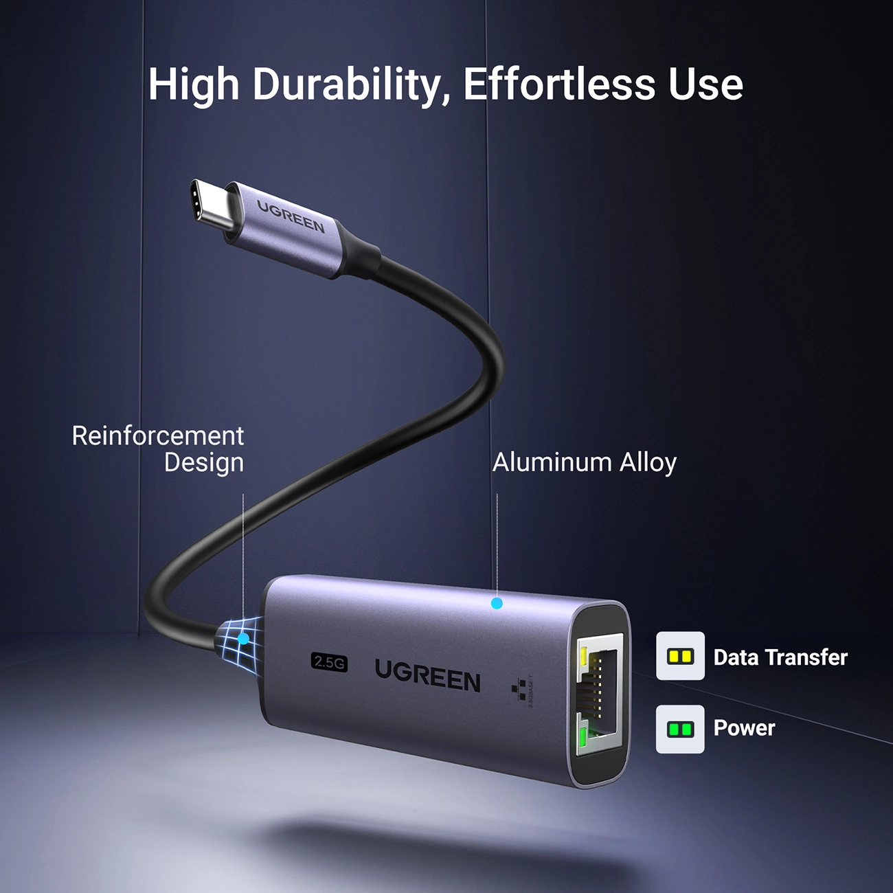 מתאם רשת UGREEN CM648 מ-USB-C ל-Ethernet RJ45 – מהירות עד 2.5Gbps, שבב Realtek וגוף אלומיניום 3 UGREEN CM648 מתאם רשת USB-C ל-Ethernet 3