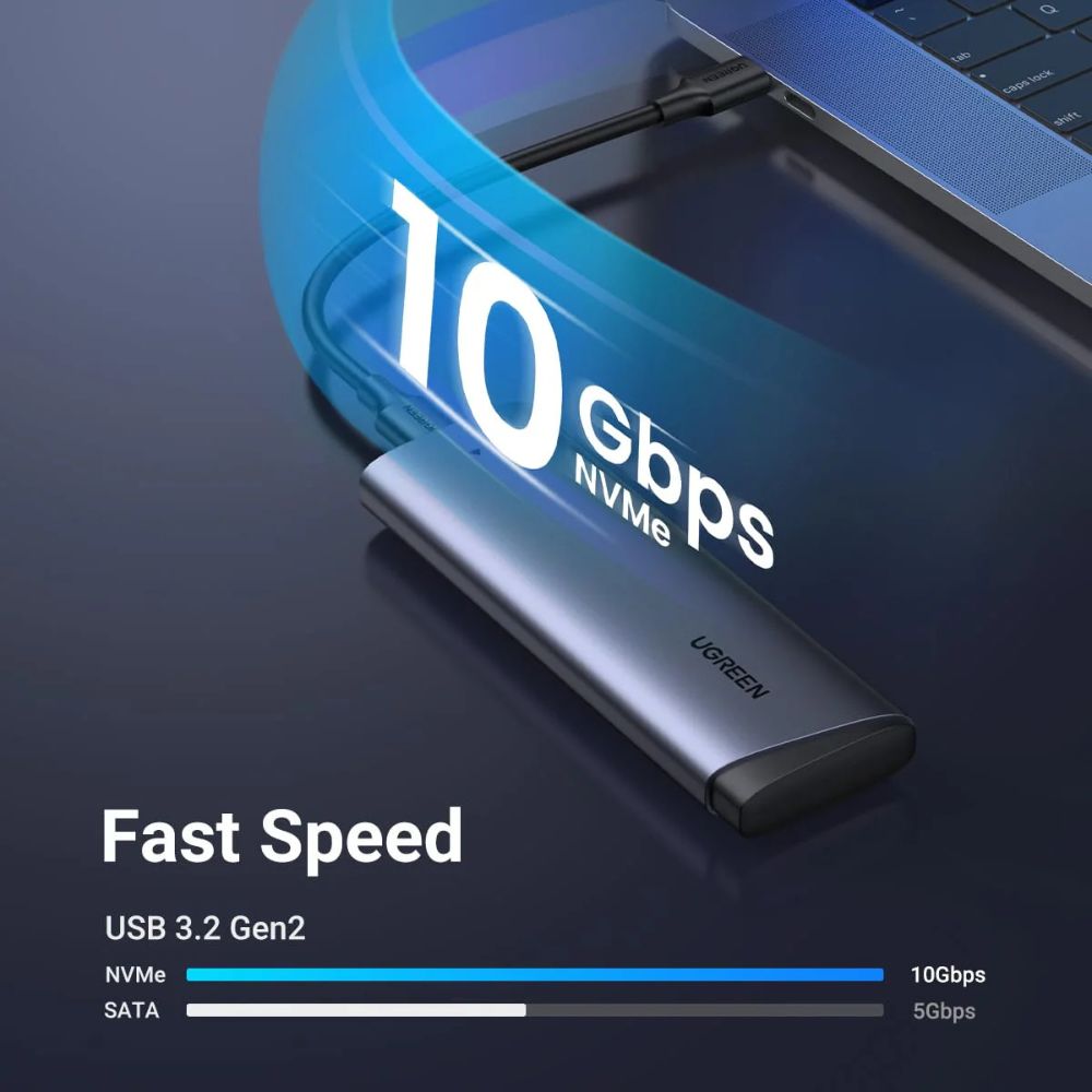 מארז חיצוני ל-SSD M.2 NVMe UGREEN CM767 – חיבור USB-C עד 10Gbps, התקנה ללא כלים ותמיכה בכוננים עד 8TB 6 UGREEN CM767 מארז SSD M.2 NVMe 6