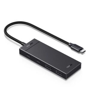 מפצל USB-C עם 4 יציאות UGREEN CM806 – USB 3.2 Gen 2 עד 10Gbps, שילוב יציאות USB-C ו-USB-A וכבל קלוע