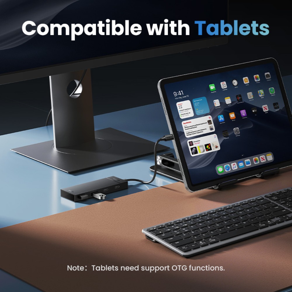 מפצל USB-C עם 4 יציאות UGREEN CM806 – USB 3.2 Gen 2 עד 10Gbps, שילוב יציאות USB-C ו-USB-A וכבל קלוע 5 UGREEN CM806 מפצל USB-C 10Gbps 5