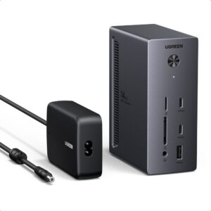 תחנת עגינה USB-C 14 ב-1 UGREEN CM843 – שלושה מסכי 4K, טעינת 100W וספק כוח 140W כלול