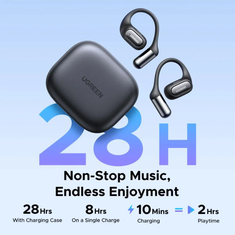 אוזניות ספורט Open-Ear אלחוטיות UGREEN FitBuds WS213 – דרייברים 18 מ״מ, עד 28 שעות ו-8.7 גרם לאוזנייה 3 UGREEN FitBuds WS213 אוזניות ספורט Open-Ear 3