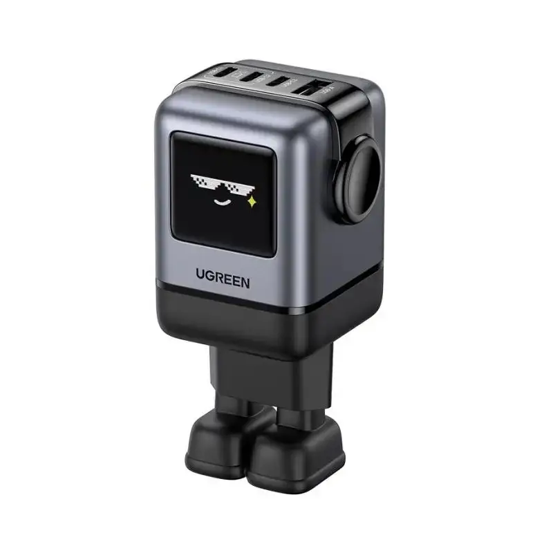 מטען קיר UGREEN Uno Robot GaN 100W – 4 יציאות, מסך TFT עם הבעות ורגליים מגנטיות 1 UGREEN Uno 100W מטען רובוט GaN