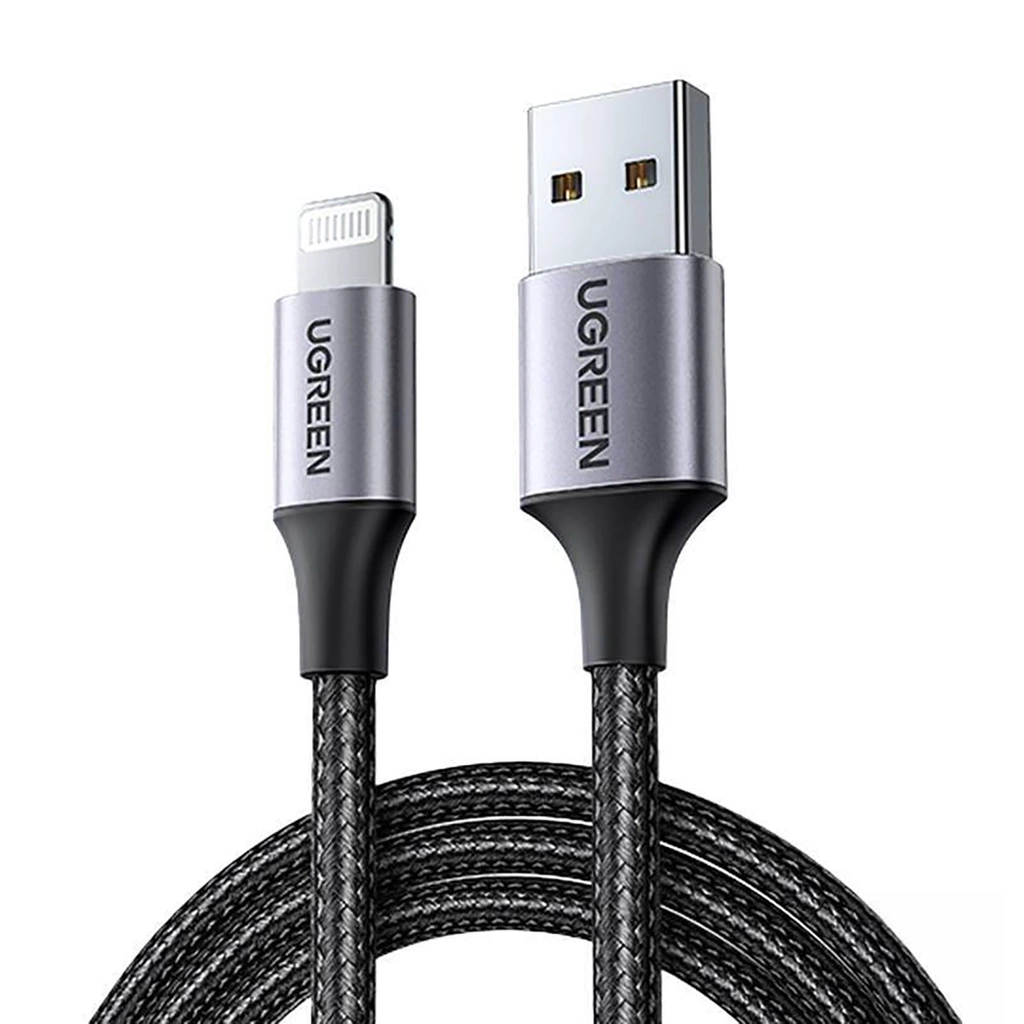 כבל Lightning ל-USB-A קלוע UGREEN US199 באורך 2 מטר – מאושר MFi, טעינה עד 2.4A וסנכרון עד 480Mbps 1 UGREEN US199 כבל Lightning ל-USB-A 2 מטר