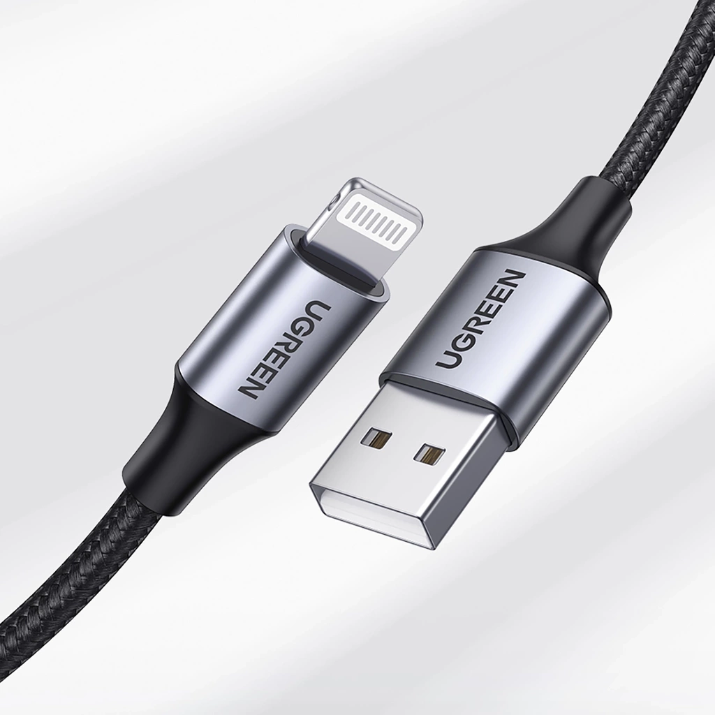 כבל Lightning ל-USB-A קלוע UGREEN US199 באורך 2 מטר – מאושר MFi, טעינה עד 2.4A וסנכרון עד 480Mbps 2 UGREEN US199 כבל Lightning ל-USB-A 2 מטר 2