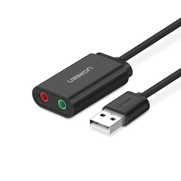 כרטיס קול חיצוני USB UGREEN US205 – יציאות נפרדות לאוזניות ולמיקרופון 3.5 מ״מ, Plug and Play 1 UGREEN US205 כרטיס קול USB