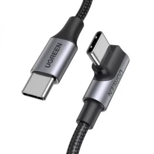 כבל USB-C ל-USB-C בזווית 90 מעלות באורך 2 מטר UGREEN US334 – טעינה מהירה PD עד 100W