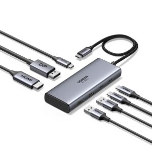 מולטיפורט UGREEN USB-C 7 ב-1 – יציאות HDMI ו-DisplayPort ב-4K@60Hz, טעינת PD עד 100W