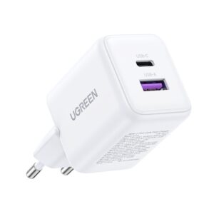 מטען קיר UGREEN X516 30W בטכנולוגיית GaN עם 2 יציאות – USB-C עד 30W ו-USB-A עד 22.5W