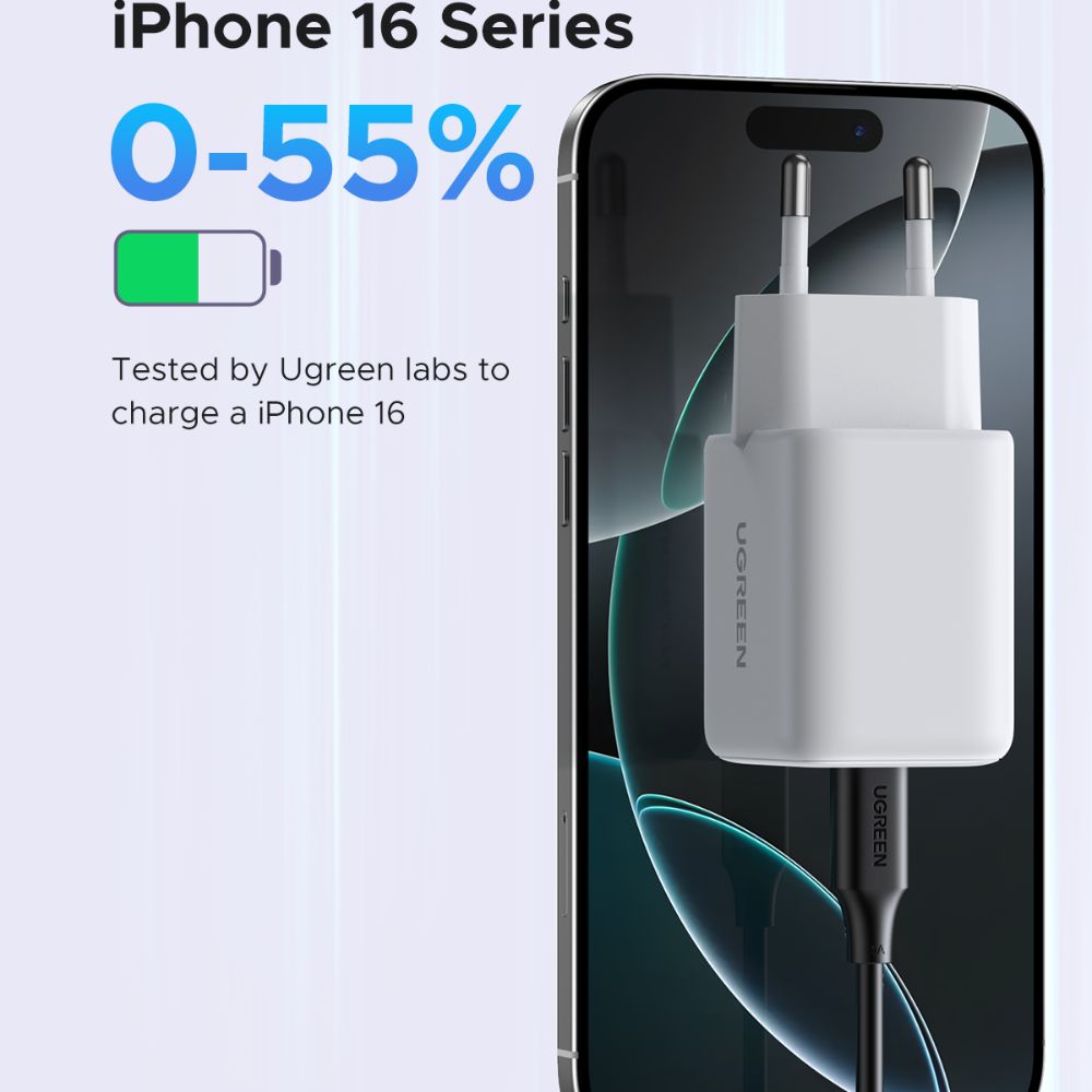 מטען קיר UGREEN X516 30W בטכנולוגיית GaN עם 2 יציאות – USB-C עד 30W ו-USB-A עד 22.5W 5 UGREEN X516 מטען GaN 30W עם 2 יציאות 5