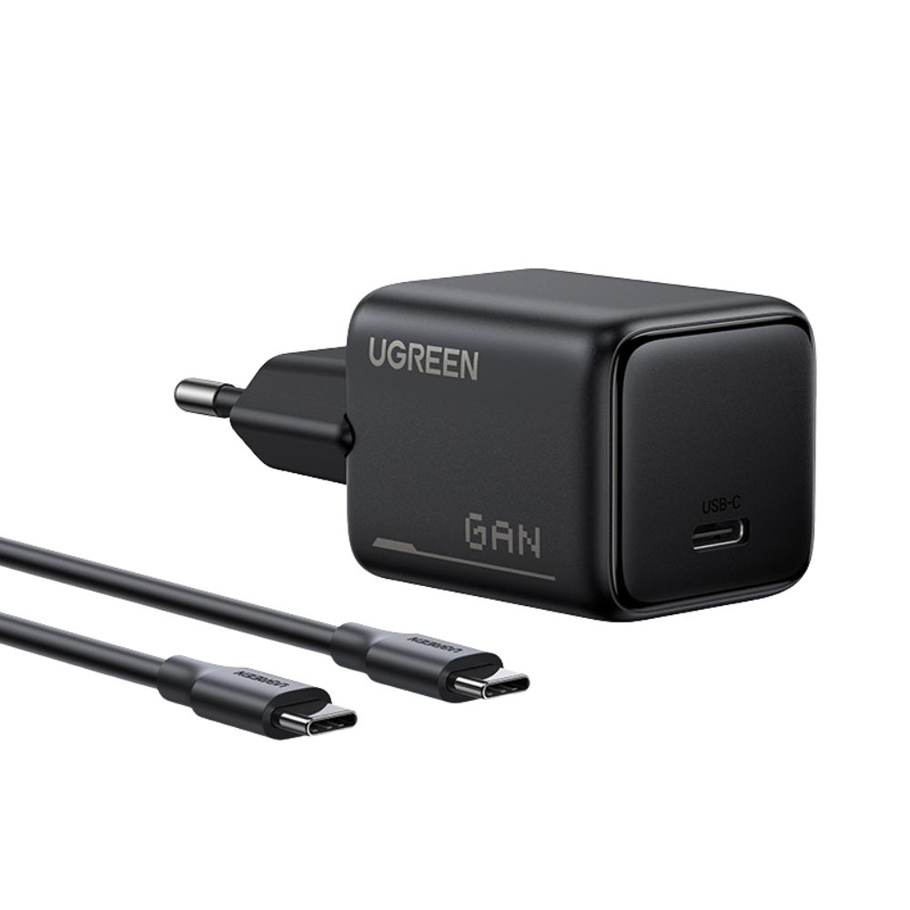 מטען קיר מהיר UGREEN X517 25W בטכנולוגיית GaN – יציאת USB-C עם PD ו-PPS וכבל USB-C באורך 1 מטר 2 UGREEN X517 מטען GaN 25W עם כבל 2