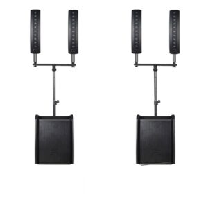 זוג מערכות הגברה Polman Alligator 1500 – ליין ארי 3000W עם 2 סאבים, 4 טופים וסטנדים