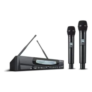 זוג מיקרופונים אלחוטיים ידניים QL Milano PREMIUM-8062 – UHF עם מסך ומזוודה קשיחה