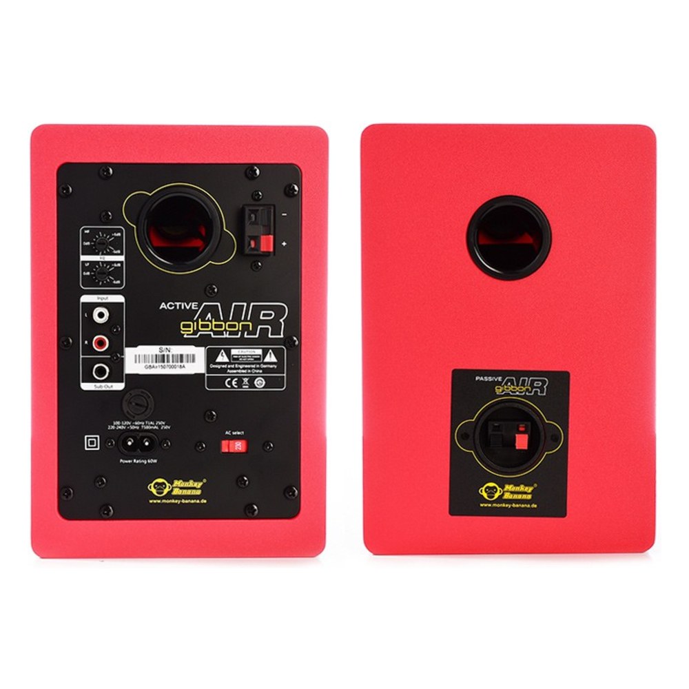 זוג מוניטורים Monkey Banana Gibbon AIR BT אדום – Bluetooth, כניסת AUX ו-EQ מובנה 2 זוג מוניטורים Monkey Banana Gibbon AIR BT אדומים – תמונה 2
