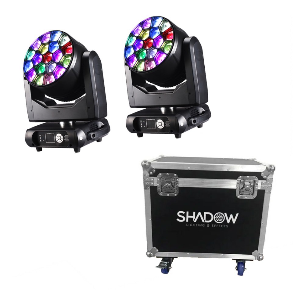 סט זוג ראשים נעים Shadow LMB145 – לד 19×40W RGBW, זום וקייס קשיח עם גלגלים 1 זוג ראשים נעים Shadow LMB145 עם קייס קשיח על גלגלים