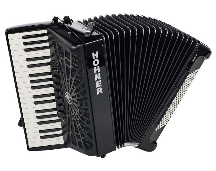אקורדיון Hohner Bravo III 96 בסים – 37 קלידים, 7 רגיסטרים, Silent Key, תיק ורצועות 1 אקורדיון Hohner Bravo III 96