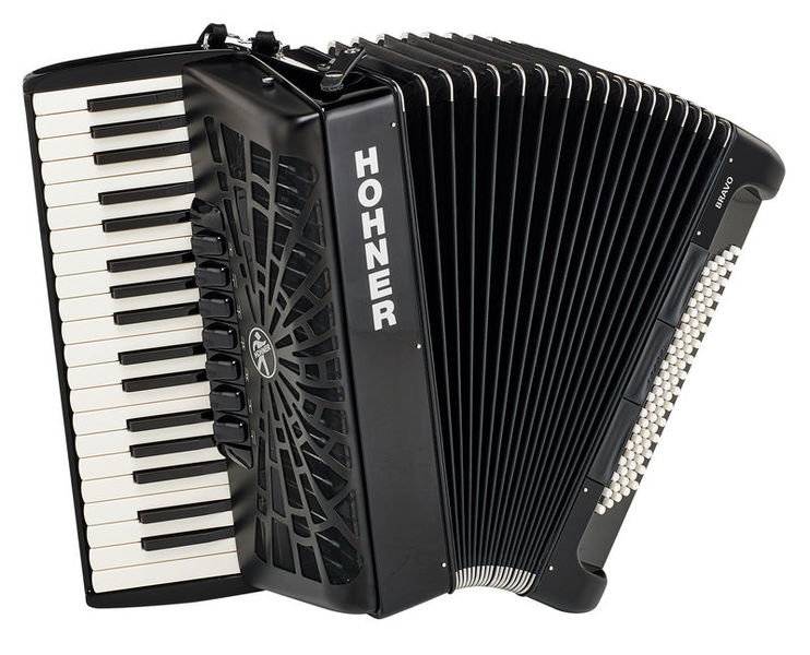 אקורדיון Hohner Bravo III 80 בסים – 37 קלידים, 3 שורות לשוניות, תיק ורצועות 1 אקורדיון Hohner Bravo III 80