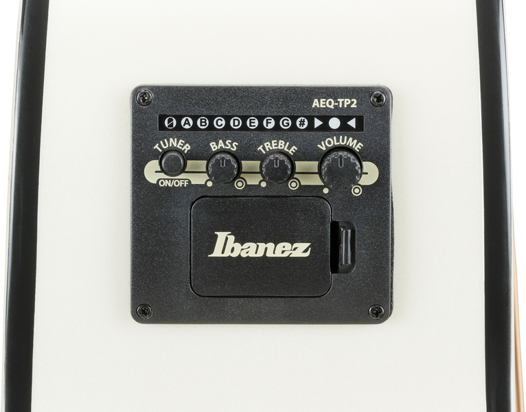 גיטרה אקוסטית מוגברת Ibanez ג׳מבו בלבן פנינה – טופ ספרוס סיטקה מלא, טיונר מובנה ויציאת XLR 6 גיטרה אקוסטית ג׳מבו לבנה Ibanez – תמונה 6