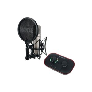 מיקרופון Rode NT1-A + כרטיס קול Focusrite Vocaster One – חבילת הקלטת שירה ופודקאסט