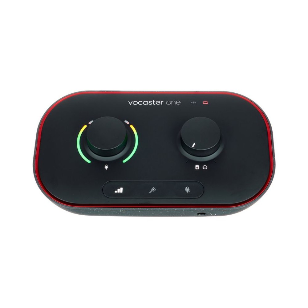 מיקרופון Rode NT1-A + כרטיס קול Focusrite Vocaster One – חבילת הקלטת שירה ופודקאסט 7 Focusrite Vocaster One — מבט קדמי